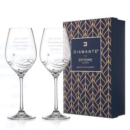 Personalised Wine Glass Set With Swarovski Elements Personalised Wine Glass Set With Swarovski Elements