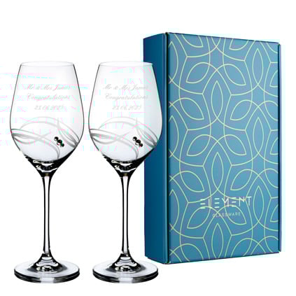 Personalised Apollo Wine Glass Set With Swarovski Elements Personalised Apollo Wine Glass Set With Swarovski Elements