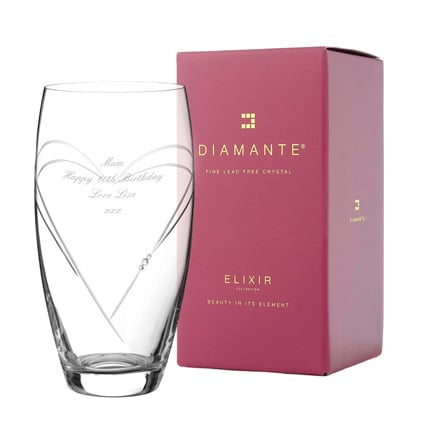 Personalised Heart Cut Crystal Barrel Vase Adorned With Swarovski Crystals Personalised Heart Cut Crystal Barrel Vase Adorned With Swarovski Crystals