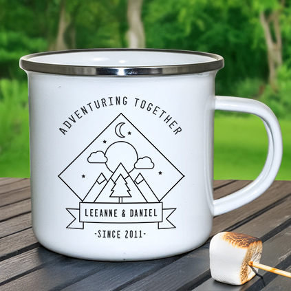 Personalised Adventuring Together Enamel Mug Personalised Adventuring Together Enamel Mug