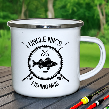 Personalised Fishing Club Enamel Mug Personalised Fishing Club Enamel Mug