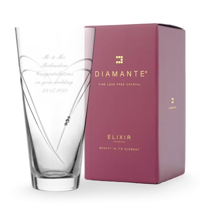 Engraved Heart Vase With Swarovski Elements - Conical Engraved Heart Vase With Swarovski Elements - Conical