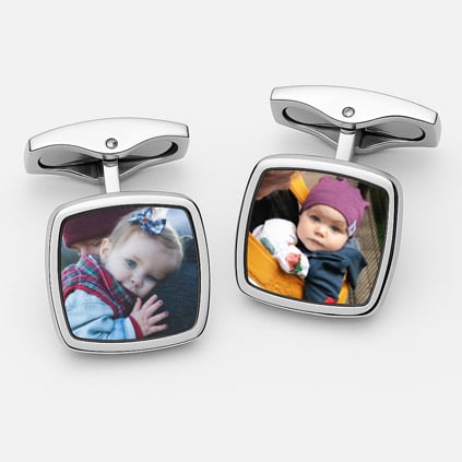 Personalised Photo Upload Chrome Cufflink Set Personalised Photo Upload Chrome Cufflink Set