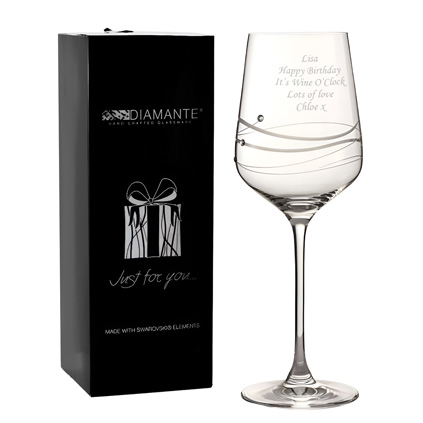Personalised Wine Glass With Beautiful Swarovski Crystals Personalised Wine Glass With Beautiful Swarovski Crystals