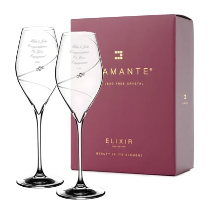 Personalised Swarovski Prosecco Glasses Pair Personalised Swarovski Prosecco Glasses Pair