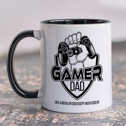 Personalised Gamer Black Handled Mug