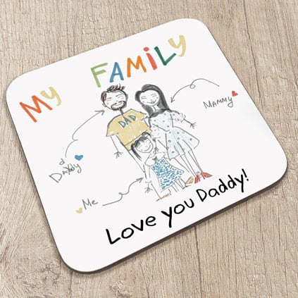 Personalised Children's Drawing Upload Coaster With Message