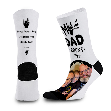 Personalised Dad Rocks Photo Socks