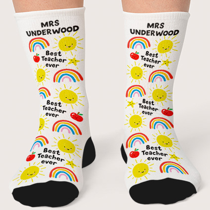 Personalised Thank You Teacher Rainbow Socks