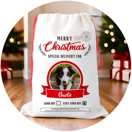 Personalised Christmas Santa Sacks” title=