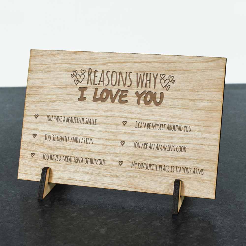 Personalised Wooden Postcard Reasons Why I Love You