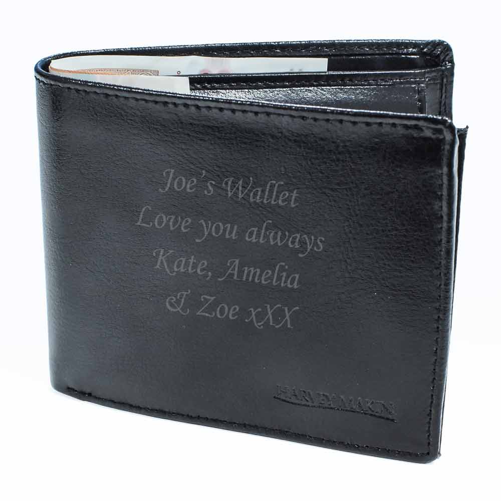 Personalised Black Leather Wallet - £25.49