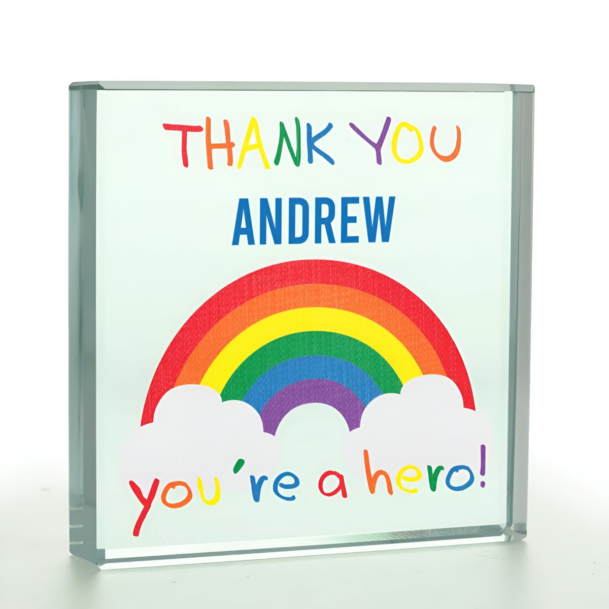 Personalised Rainbow You're A Hero Glass Token