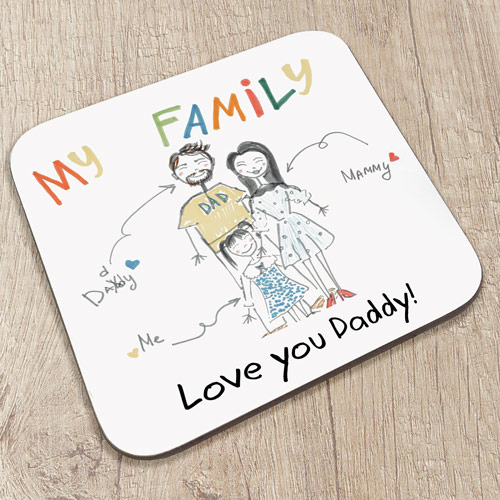 Personalised Children\'s Drawing Upload Coaster With Message